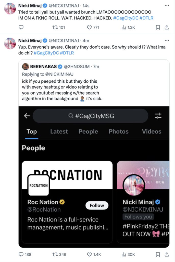 A tweet from Nicki Minaj