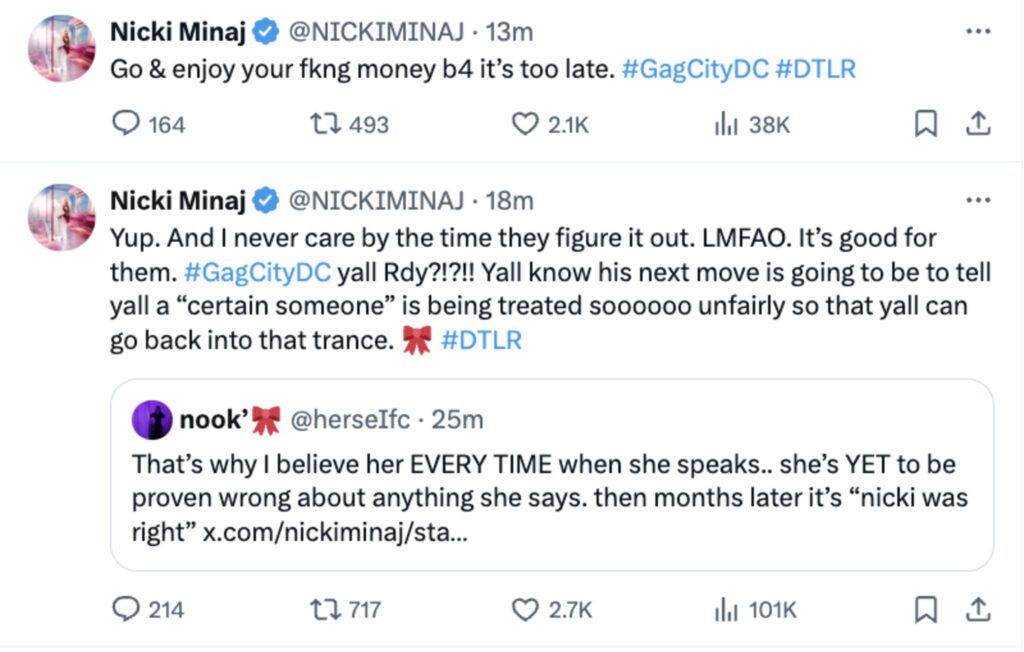 A tweet from Nicki Minaj