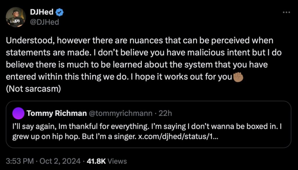 Tommy Richman tweet